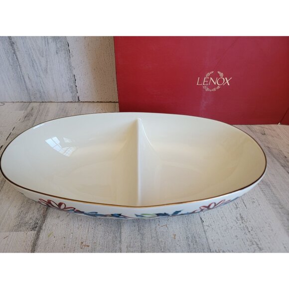 Lenox winter‎ greetings divided oval Bowl Xmas decor - Picture 4 of 7